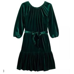 Draper James Dress 1X Green Velvet Skater Babydoll Belted Christmas Party New